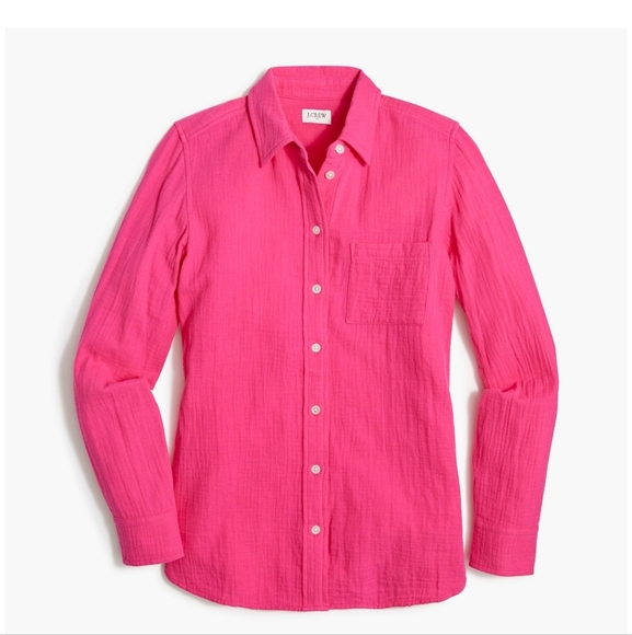 J. Crew Women's Pink Button-Up Shirt Worn Once Barbiecore - Picture 1 of 12